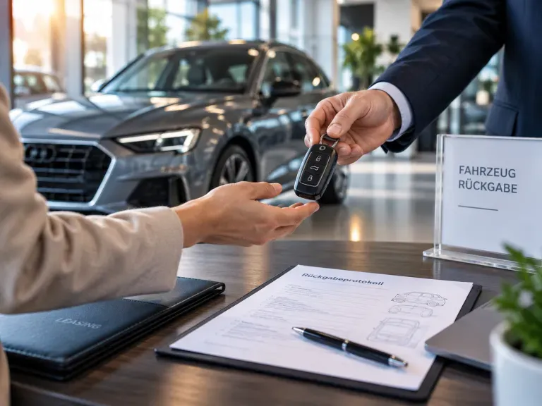 Schlüsselübergabe in einem Autohaus (KI-generiertes Symbolbild)