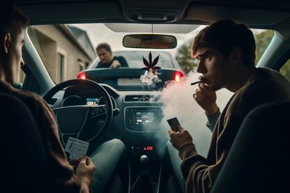 Autofahrer beim Cannabis-Konsum.